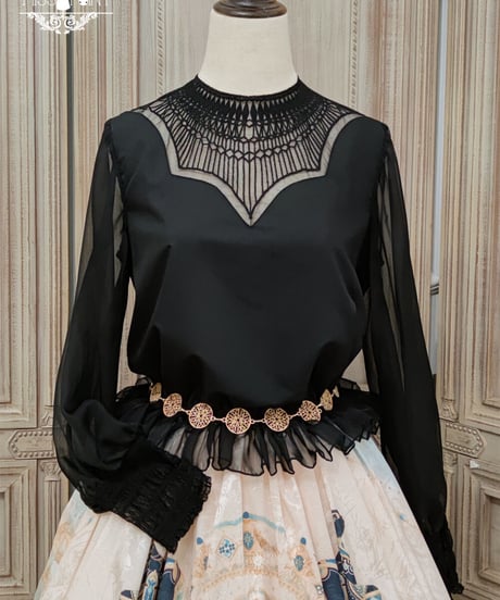 Dusk BASTET （ 黄昏贝斯特）エジプト風 刺繍ラウンドネックブラウス [LO350]