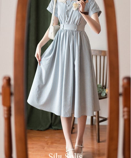 Forest Wardrobe /  悠久の森 ストライプワンピース、ペチコート [LO1578]