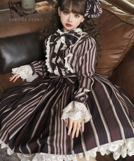 Bramble Rose / Stripes Story ロリィタ ワンピース full set [LO929]