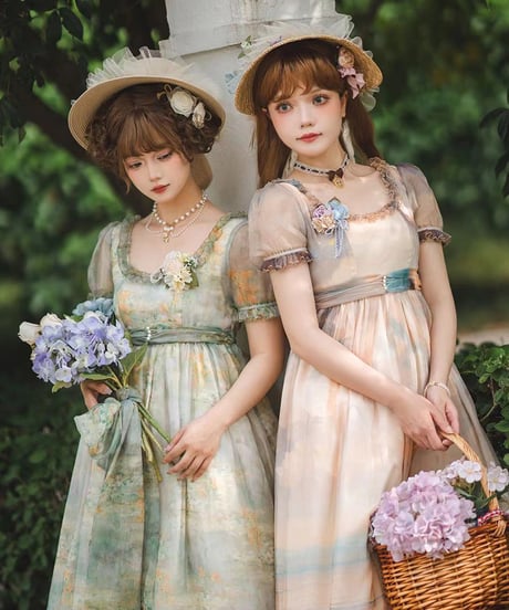 Miss Cube / 油画集 エンパイアスタイルワンピース [LO1069]