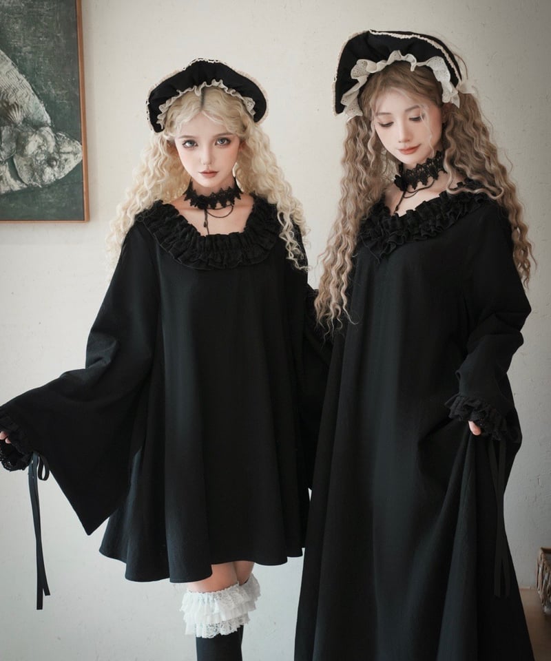 with PUJI / 十六夜 和風メイド ロリィタドレス ワンピース [LO1373] |