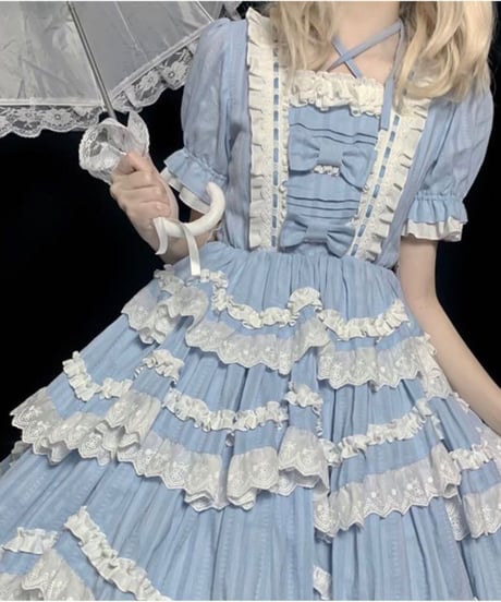 海の少女OP 段々レースフリルいっぱい クラシックロリィタドレス ワンピース [LO299]
