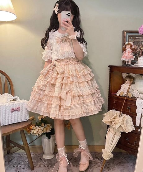 chibi shop 芍薬シリーズ テンセルレースケーキフリルスカート[LO565]