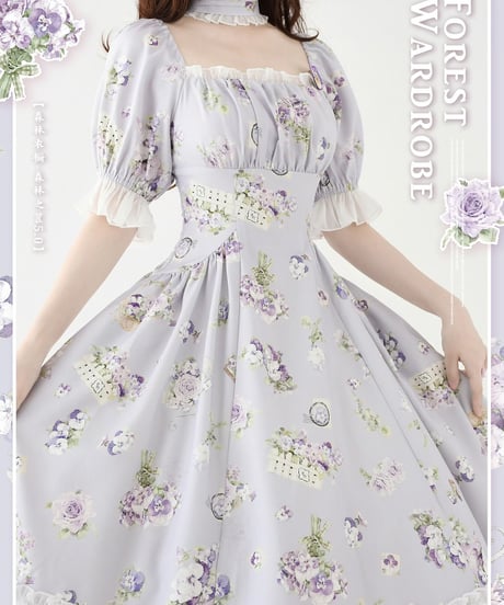 Forest Wardrobe 森林のかご5.0 スクエアネックワンピース [LO1090]