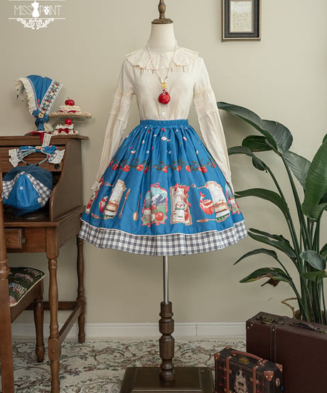 Miss Point りんご園 バイエルン風ロリィタドレス リバーシブルスカート、フリルブラウス、リバーシブルベスト [LO942]