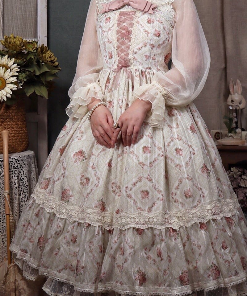 Innocent World ❤︎ チョコ色薔薇レースビスチェ /ベスト/クラロリ ビスチェ Lo−cyan lolita ベスト ビスチェのみ 甘ロリ クラロリ