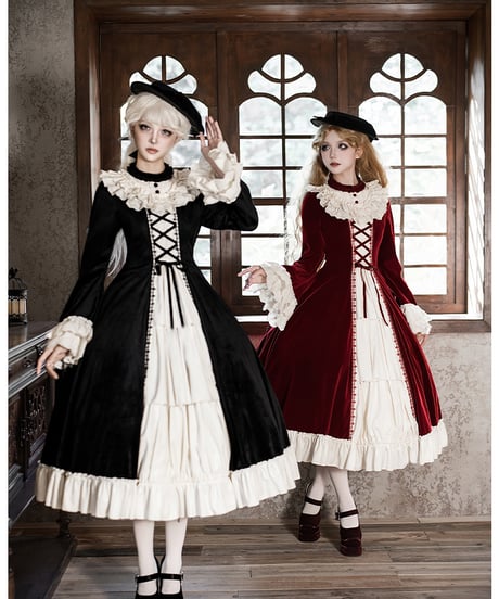 【かなん】ロリィタJSK ブラウス ボンネット　懐古　ブラック 甘ロリ c89a5cb7c5ffbc3ad76b9f84768dbe