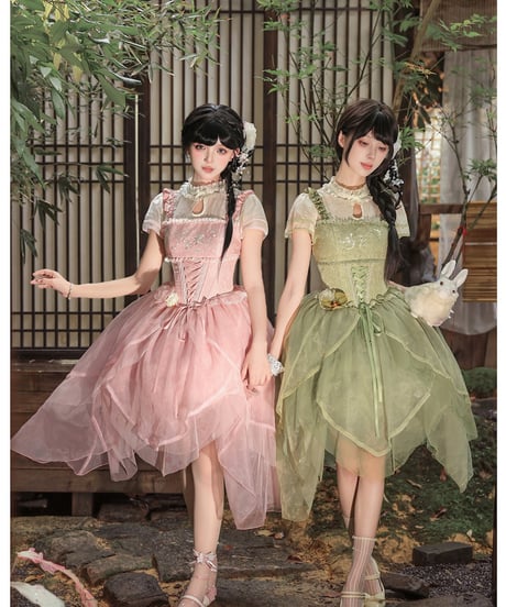 with PUJI Letter and Poetry / 中華風ロリィタ 麗しの馨香 ワンピース セット [LO1603]