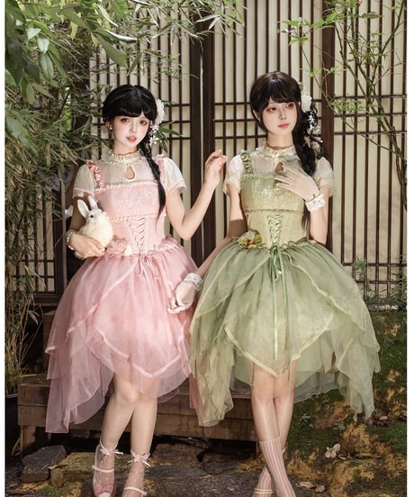 with PUJI Letter and Poetry / 中華風ロリィタ 麗しの馨香 ワンピース セット [LO1603]