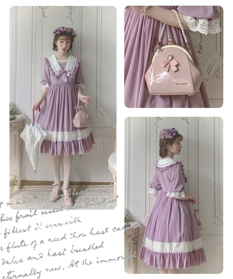 生如夏花 大きなパフスリーブとセーラーカラーのロリィタドレス