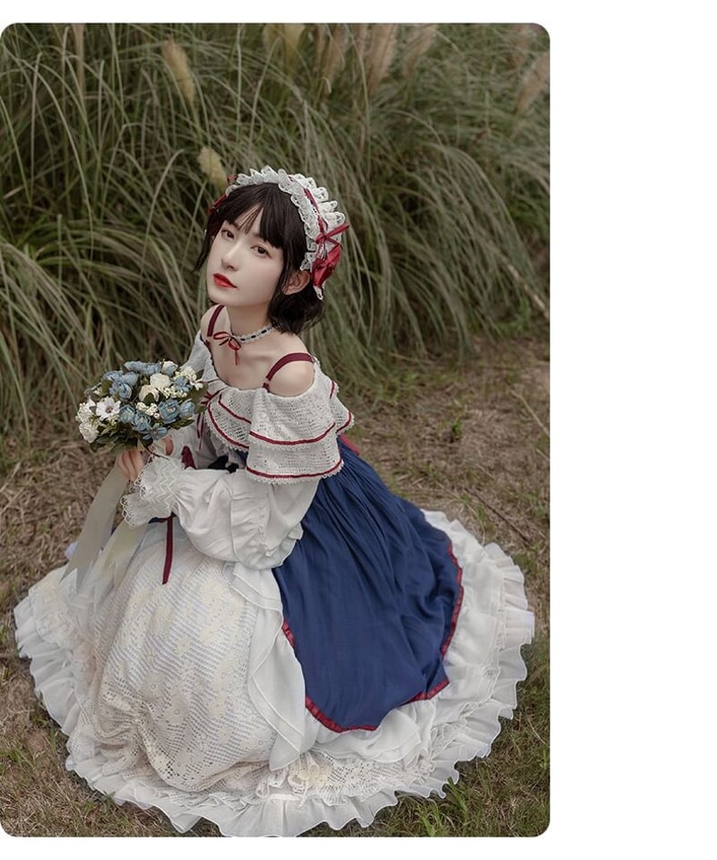 【栀】Z4 白雪姬 洋装 Lolita ワンピース 紺色 OP ロリータ 栀】Z4 白雪姬 洋装 Lolita ワンピース 紺色 OP ロリータ