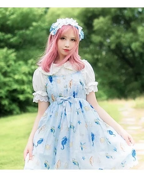 ホワイト 半袖 薔薇刺繍 ドールカラー レース パフスリーブ ロリィタ ブラウス 暗香 XL [LO107]