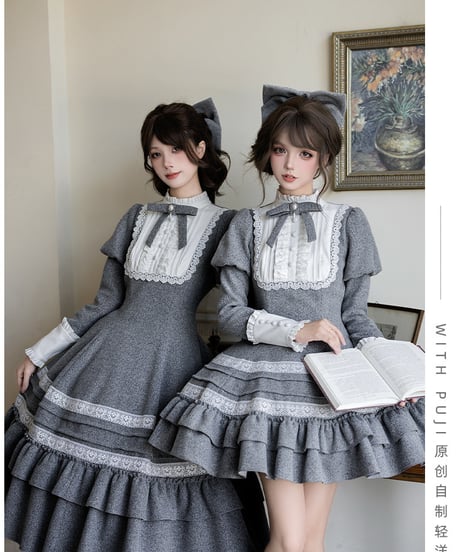 with PUJI Letter and Poetry /  追憶 ロリィタドレス セット  [LO1541]