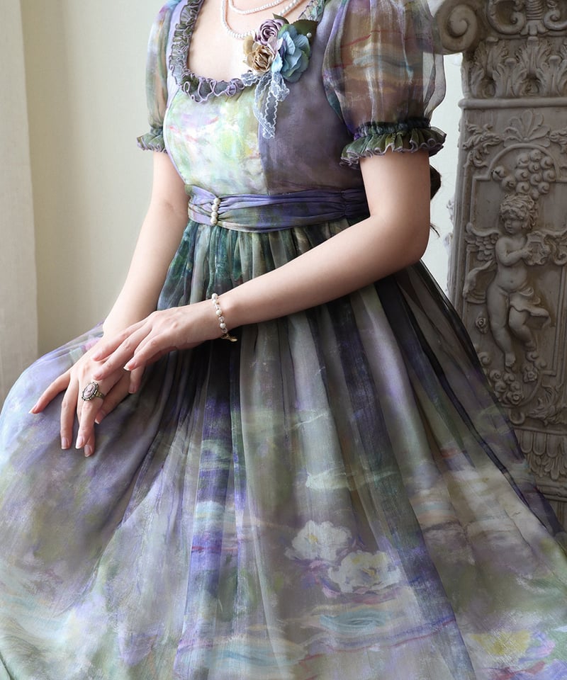 Miss Cube / 油画集 エンパイアスタイルワンピース [LO1069 Miss Cube / 油画集 エンパイアスタイルワンピース [LO1069