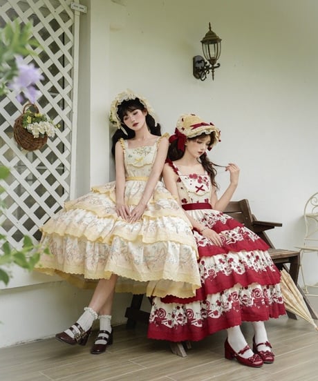 with PUJI Letter and Poetry / 朝夕の花摘み ロリィタドレス  [LO1178]