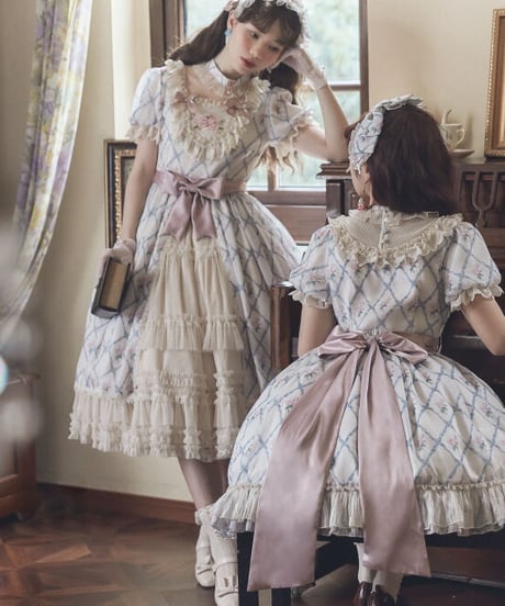 Moon River Lolita 秘密のばら園 スクエアカラーI型 ワンピース [LO448]