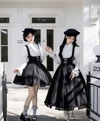 with PUJI Letter and Poetry /  モノクロ楽章 ロリィタドレス セット  [LO1547]