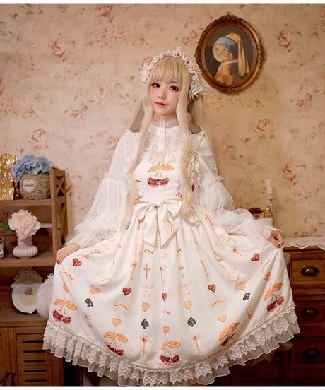 櫻田小鹿 S～4XL アリス シフォン パフスリーブ ブロッキングフリル ロリィタ ブラウス [LO202]