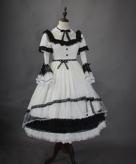 HinanaQueena ワルツ ホワイト ロリィタドレス ワンピース+帽子 XL [LO230]