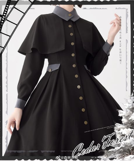 Forest Wardrobe 杉の森 ケープ付きコートワンピース [LO935]