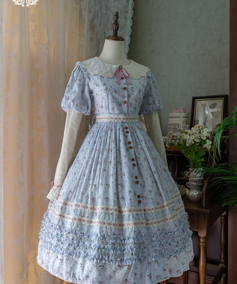 【極美品】☆BETTYS BLUE ワンピース☆ロリータ☆クラシカル lolita 洋服 お姫風 花嫁 ワンピース ロリータ ブルー L50#の