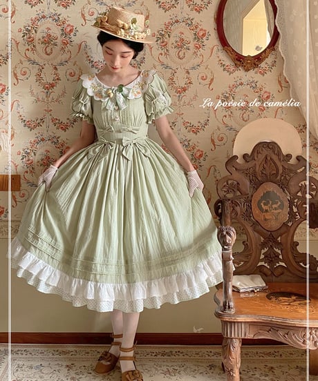 la poésie de camélia いちご 刺繍ロリィタ ワンピース ロング [LO474]