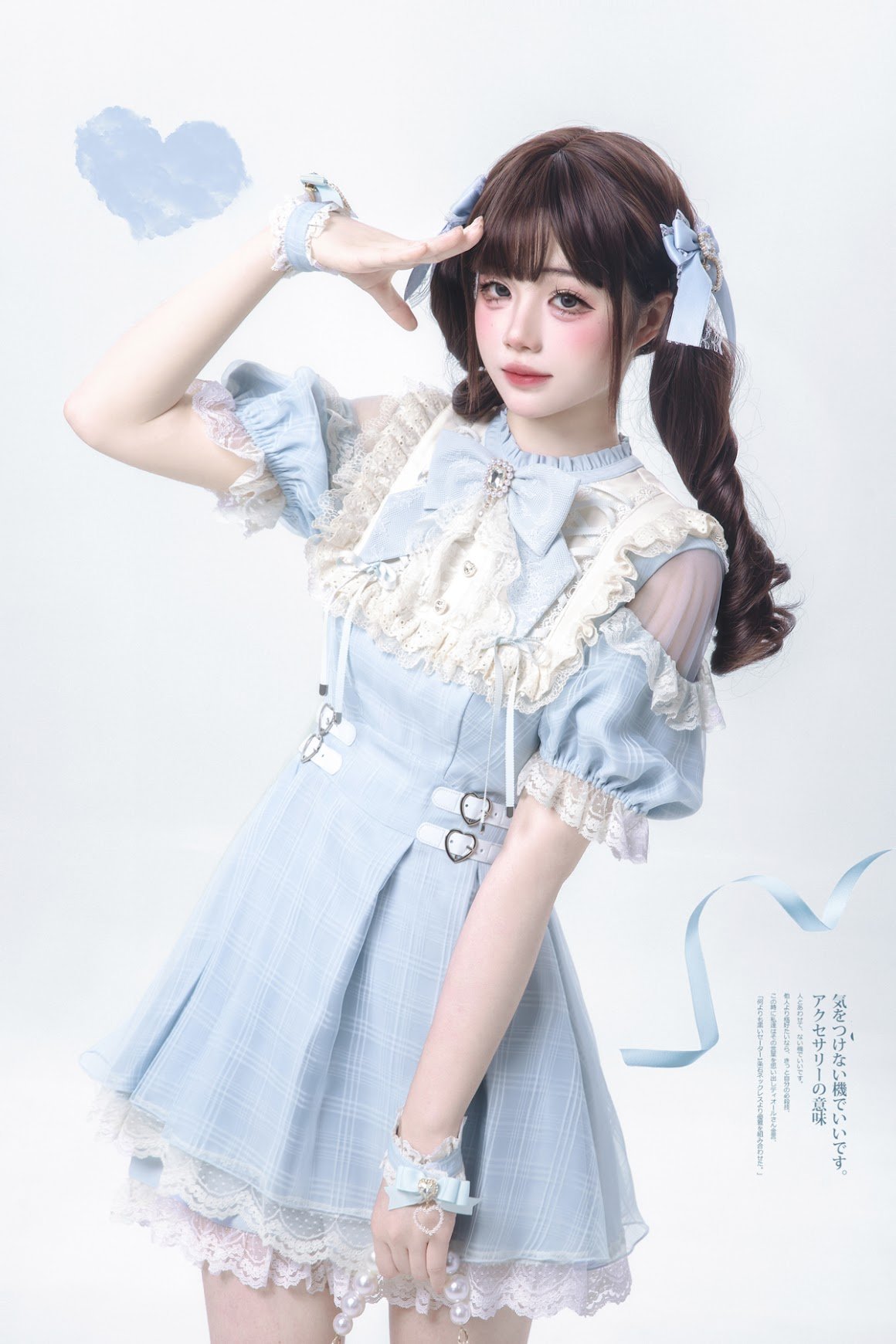 胡桃木JK / 天使の鼓動 オリジナル地雷系量産型 水色ワンピース