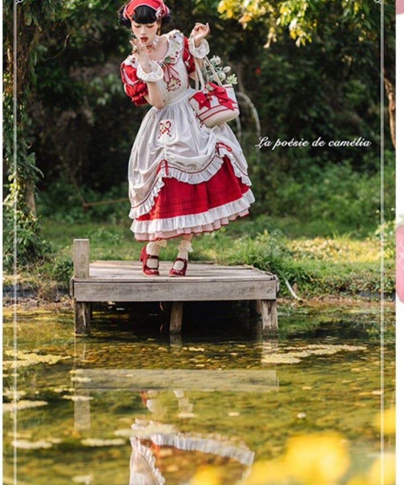 la poésie de camélia いちご 刺繍ロリィタ リボンバッグ[LO474