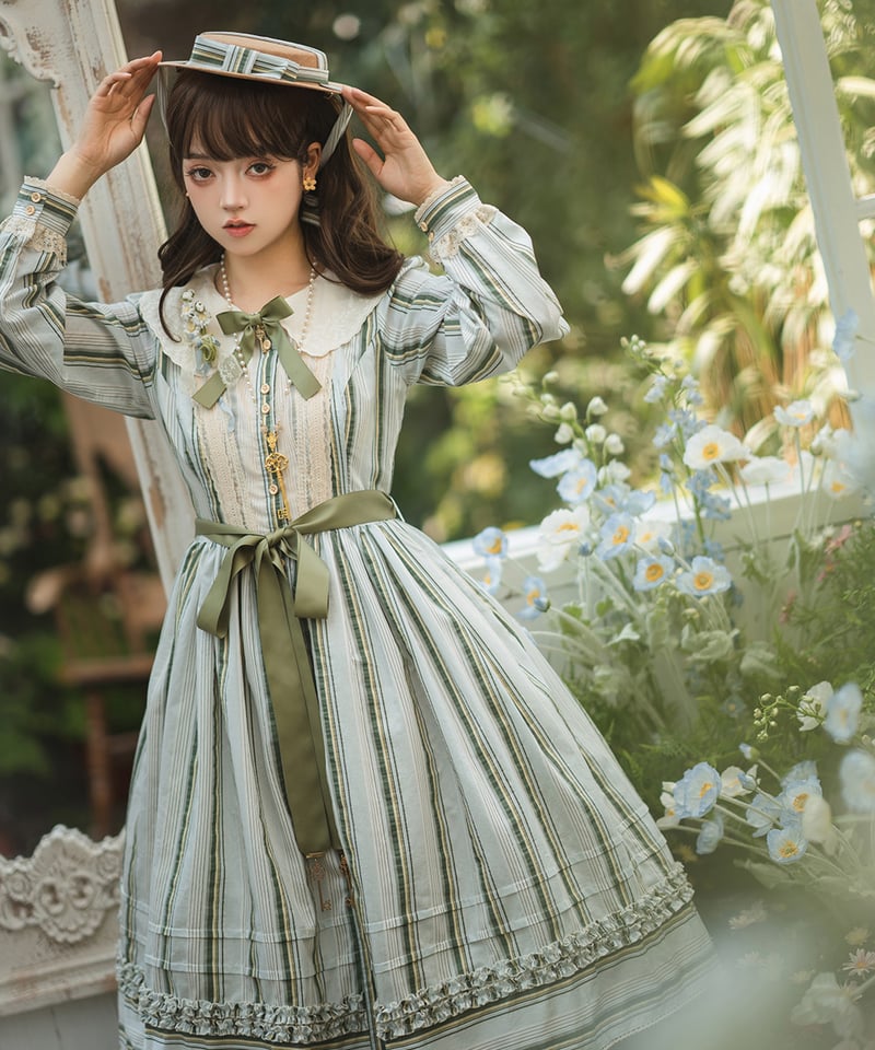 Miss Point 森林図鑑2.0 ロリィタドレス ストライプ 前あきワンピース