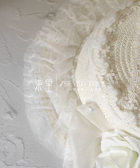 ロリィタ ストローハット カンカン帽 レース リボン ロングテール [LO100-25]