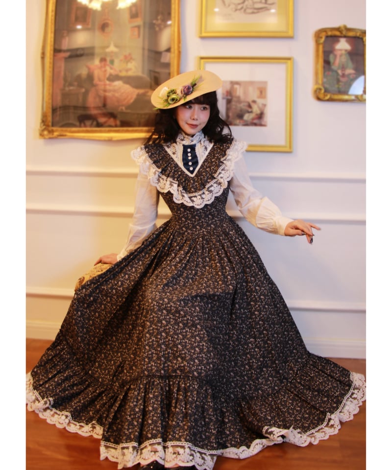 Wizard of Oz / 繁花集 小花柄レースロングワンピース [LO1509