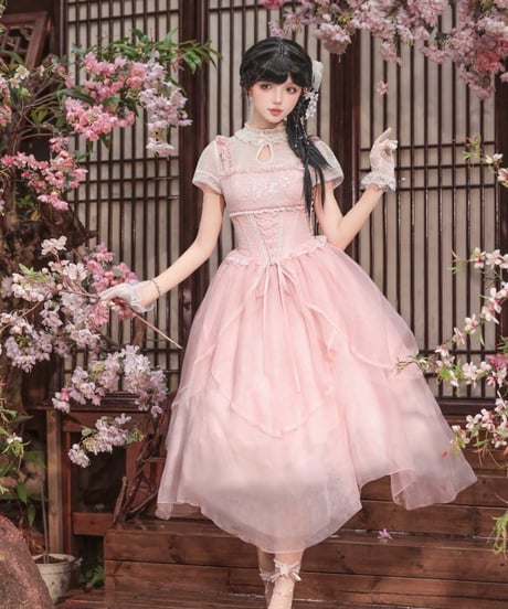 with PUJI Letter and Poetry / 中華風ロリィタ 麗しの馨香 ワンピース セット [LO1603]