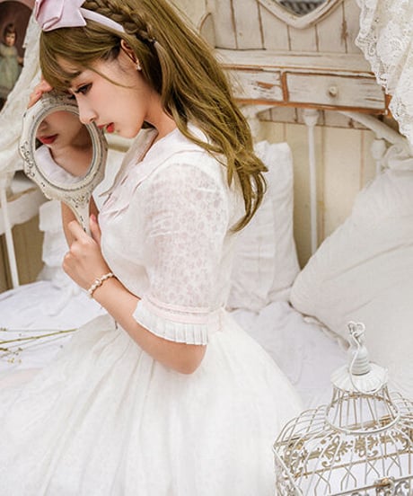 Doris Night 水苏 学生風 プリーツ ロリィタ ワンピース ドレス  [LO156]