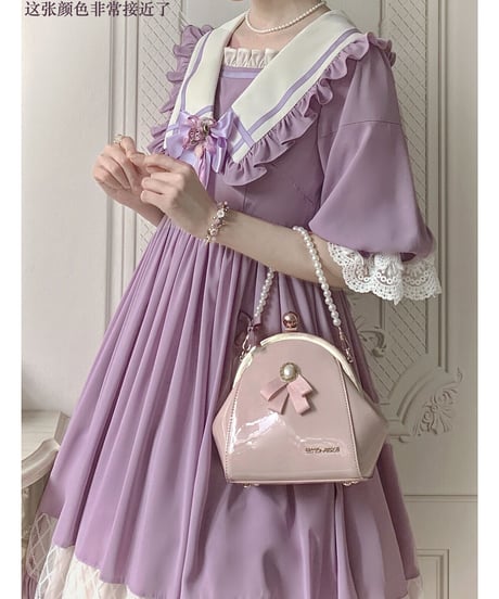 生如夏花 大きなパフスリーブとセーラーカラーのロリィタドレス ワンピース XL [LO160]