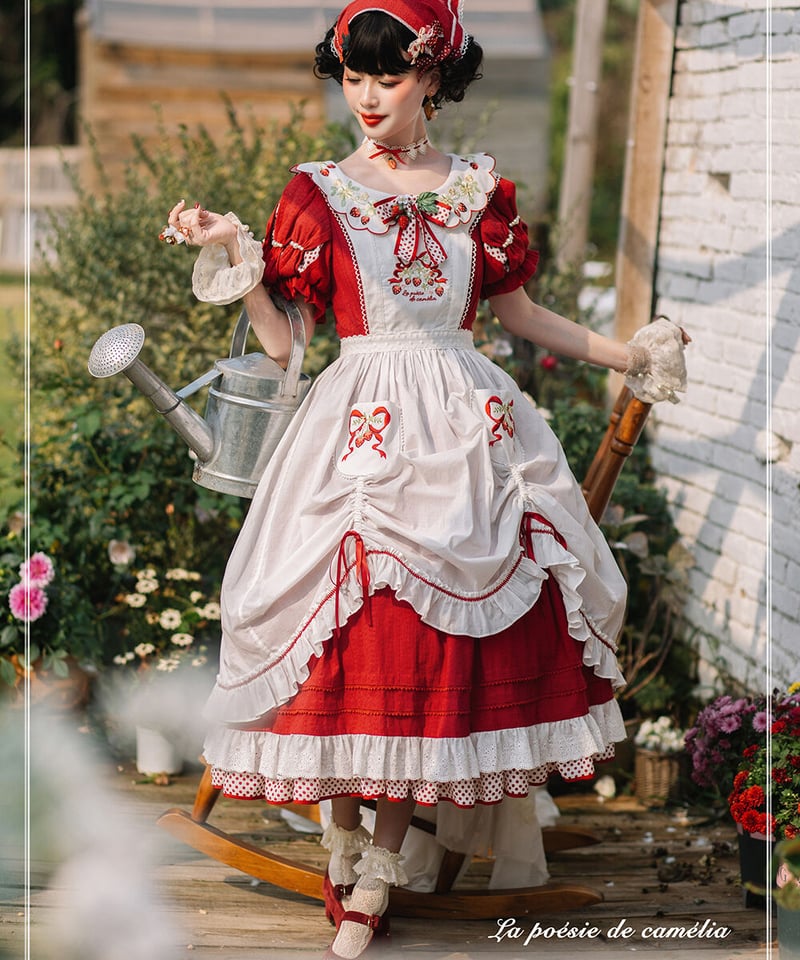 ロリータファッション 赤白ドレス　いちご　刺繍 長袖　海外ロリータ 楽天市場】イチゴ ロリータ（レディースファッション）の通販