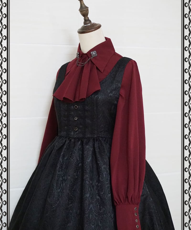 morphose　ネコ豹柄jsk ロリィタジャンパースカート ブラック ダマスク柄 ロリィタ ジャンパースカート ゴスロリ L [LO119