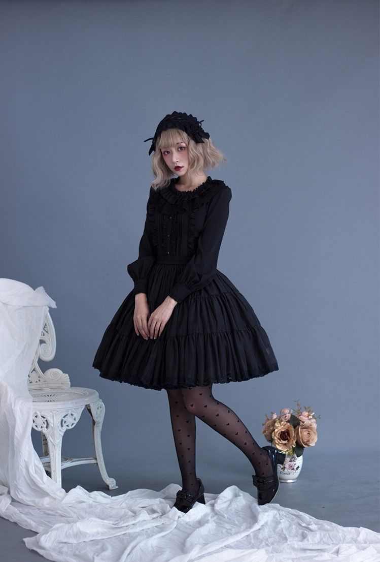 フリル&レース ラウンドネック 長袖 ロリータ ブラウス XL フリル&レース ラウンドネック 長袖 ロリータ ブラウス XL