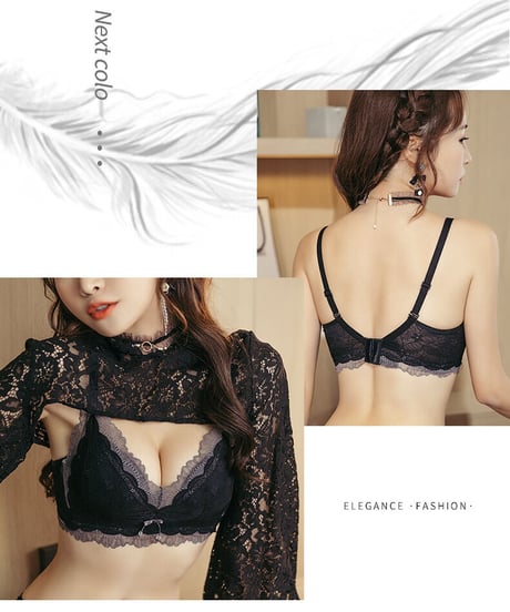 極厚5cmパッド入り ノンワイヤー  レース ブラ＆ショーツセット [br84]