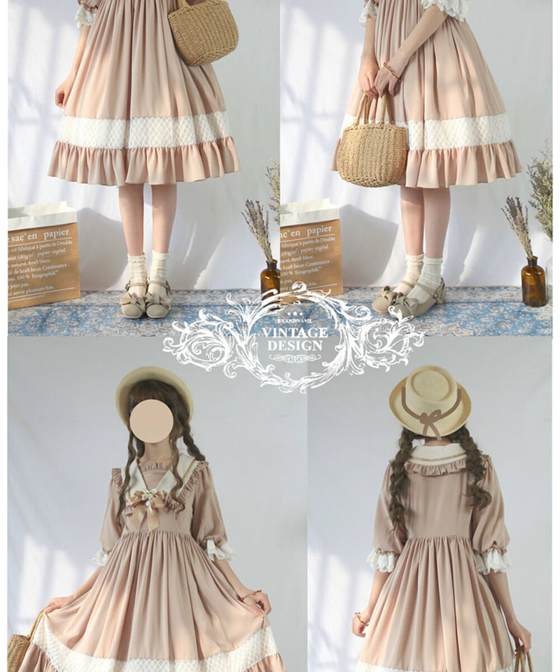 生如夏花 大きなパフスリーブとセーラーカラーのロリィタドレス 生如夏花 大きなパフスリーブとセーラーカラーのロリィタドレス