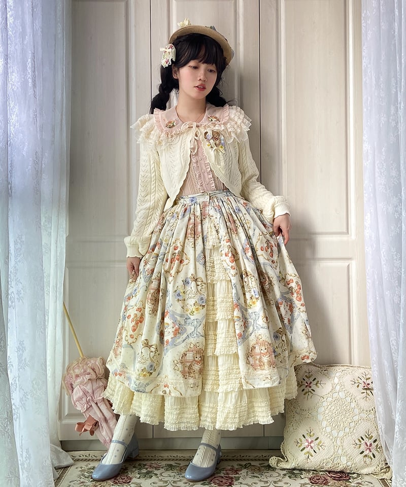 Miss Point 猫とバラのお茶会 ロリィタドレス 前あきスカート
