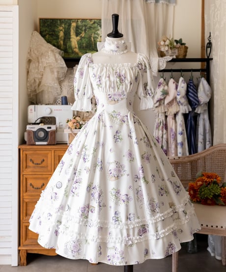 Forest Wardrobe 森林のかご5.0 スクエアネックワンピース [LO1090]