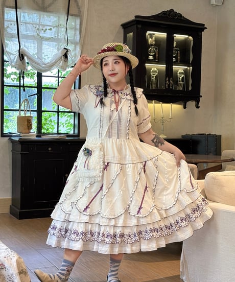 Miss Point 四季の果樹園 ロリィタドレス ストライプ花びらヘム日常ワンピース  [LO1611]