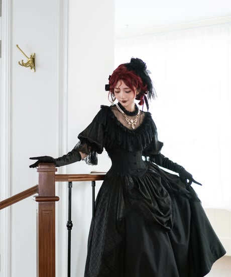 Muppet Preoccupied Book / 夢から覚めて 半袖 ゴシック ロリィタ ドレス ブラウス＋スカート [LO1073]