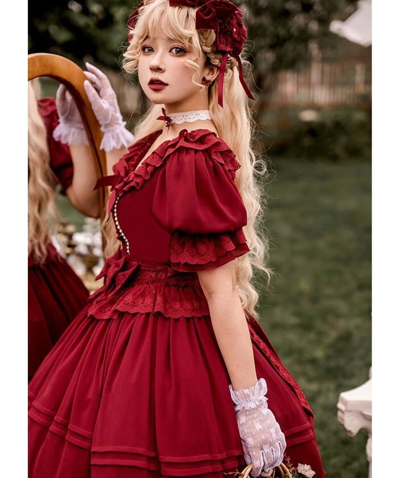 ハンドメイド　ロリィタ　ティアードワンピース お取り寄せ】ロリィタ リボンティアード ワンピース 3色 | LOUIS