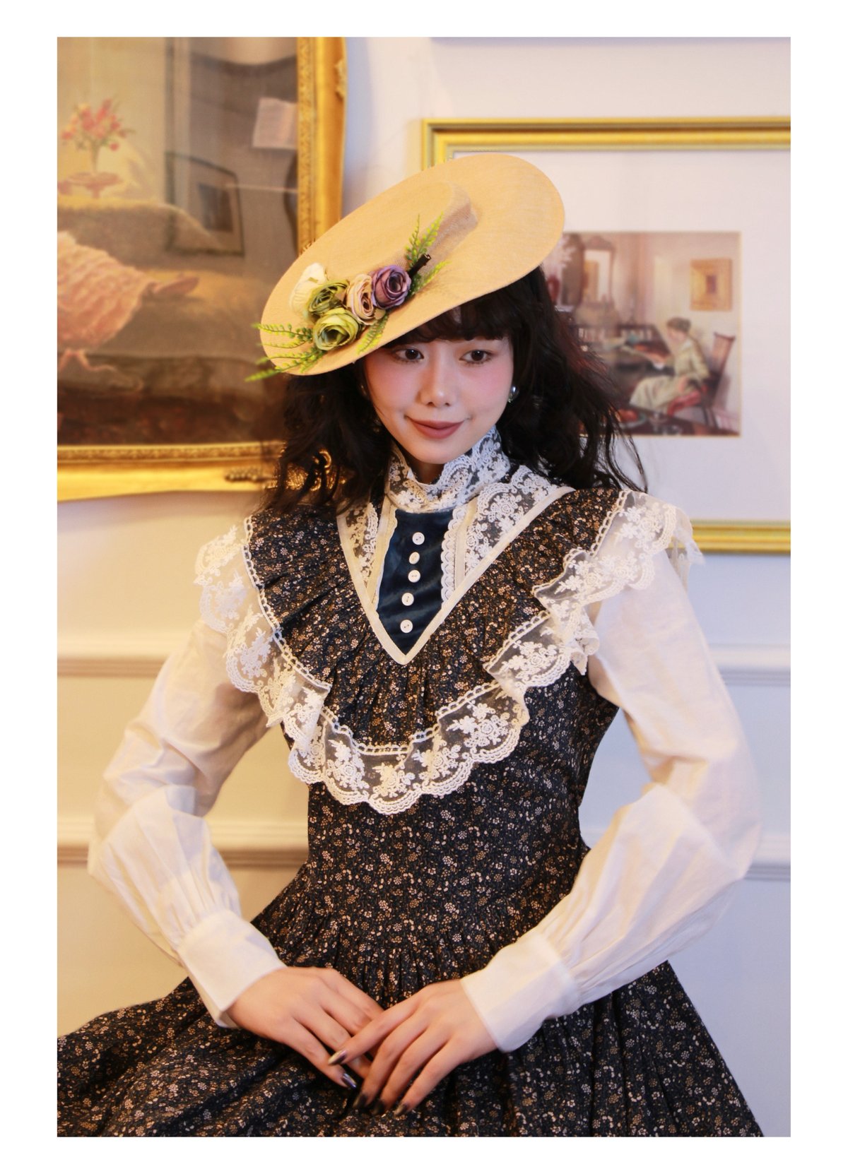 Wizard of Oz / 繁花集 小花柄レースロングワンピース [LO1509