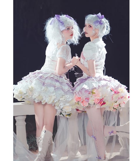 一只冲天兔 / 花パニエ 35cm丈 ④[LO26]