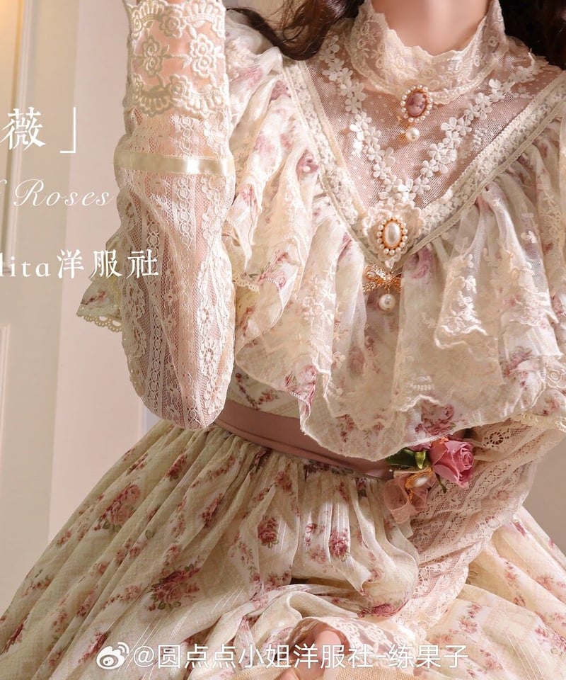 【GRACE】ヴィンテージ　ワンピース　総花柄刺繍　サイズ36 日本製