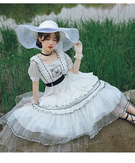 with PUJI Letter and Poetry シリーズ 暮蝶 ロリィタ  ドレス セット [LO506]