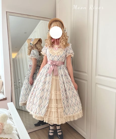 Moon River Lolita 秘密のばら園 スクエアカラーI型 ワンピース [LO448]