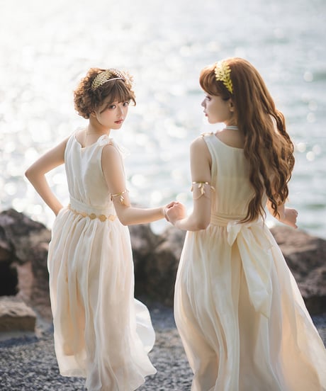 Miss Cube / 油画集 無地スイングカラー JSK、フライングスリーブJSK [LO1069]